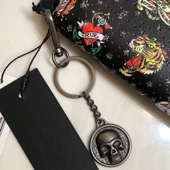 Ed Hardy Black Multicolored ZA Wallet Signature Ed Hardy Tattoo Print NWT - Picture 5 of 16